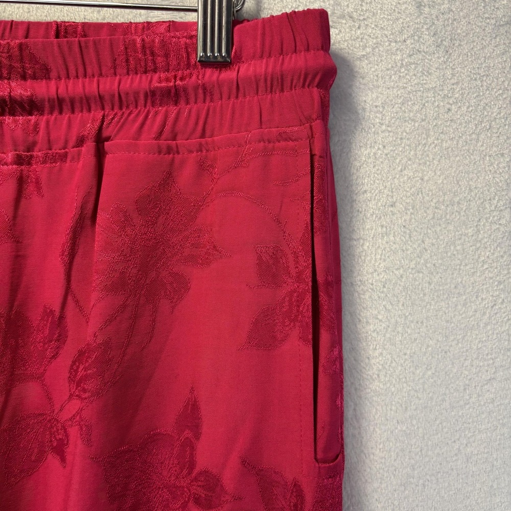 RtA Hot Pink Jacquard Sweatpants Womens Medium Floral Drawstring Italian Fabric - Picture 11 of 14